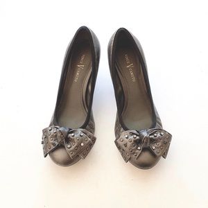 Vince Camuto Bow Accent Silver Studded Heels